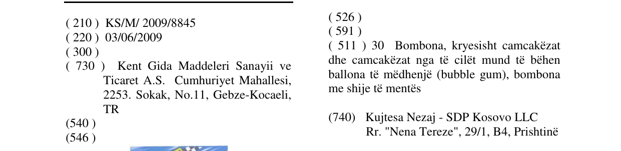 Zëri i markës TAXI në buletin