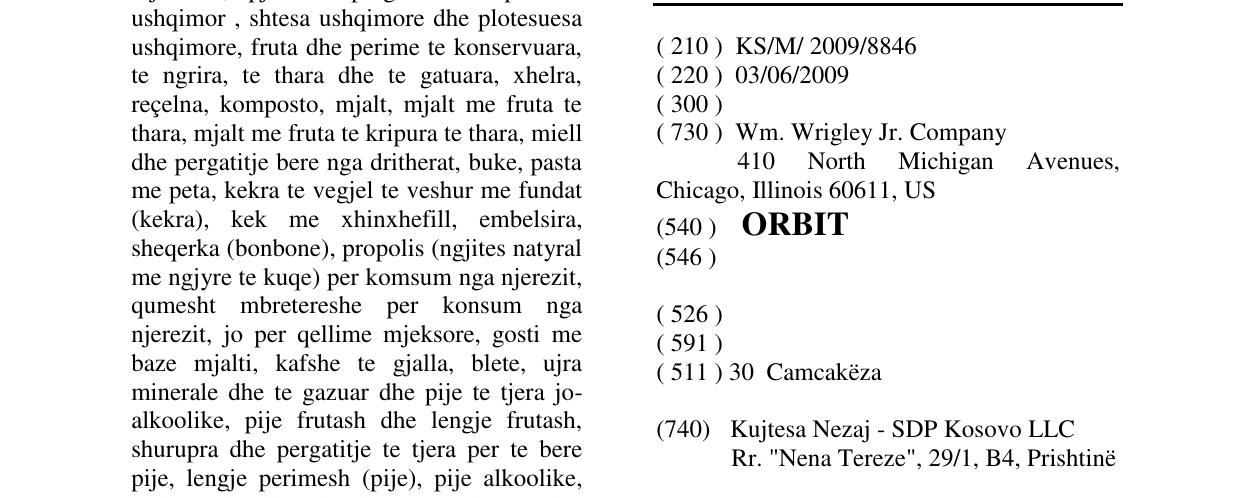 Zëri i markës ORBIT në buletin