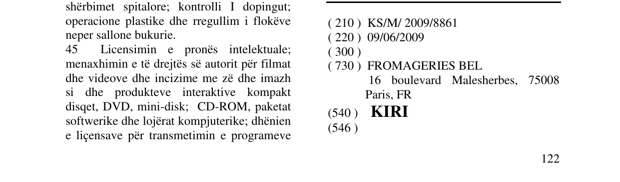 Zëri i markës KIRI në buletin