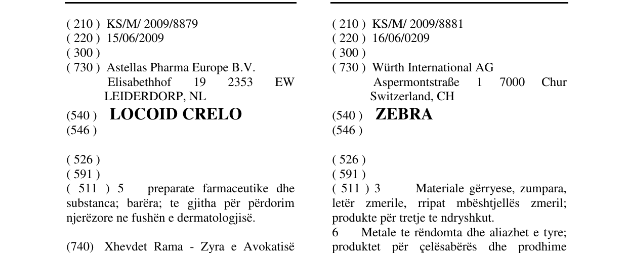 Zëri i markës ZEBRA në buletin