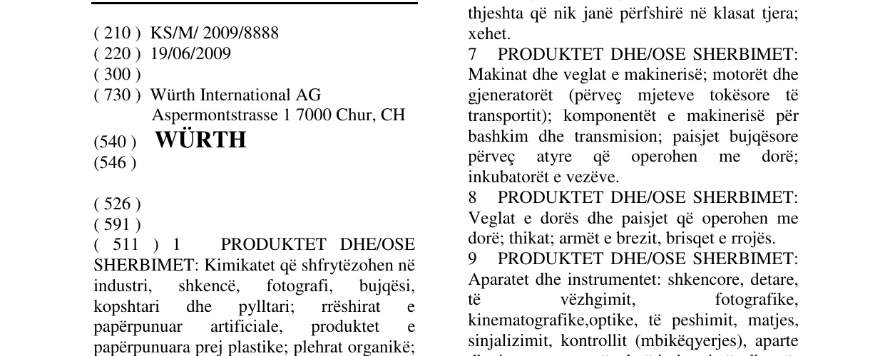 Zëri i markës WÜRTH në buletin