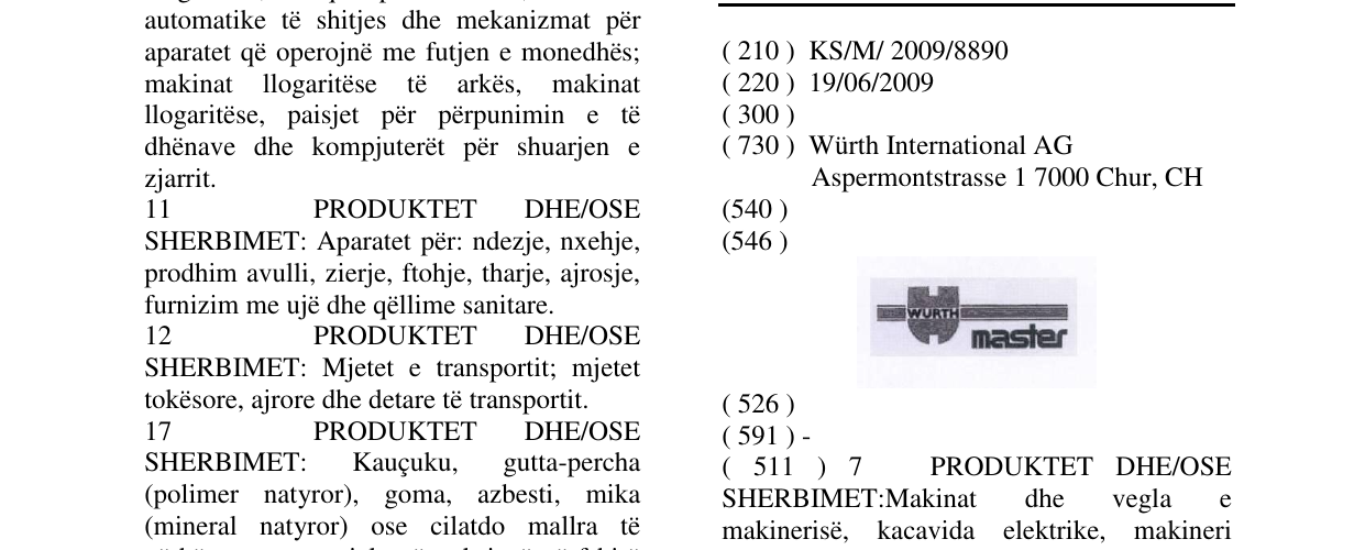 Zëri i markës WURTH master në buletin