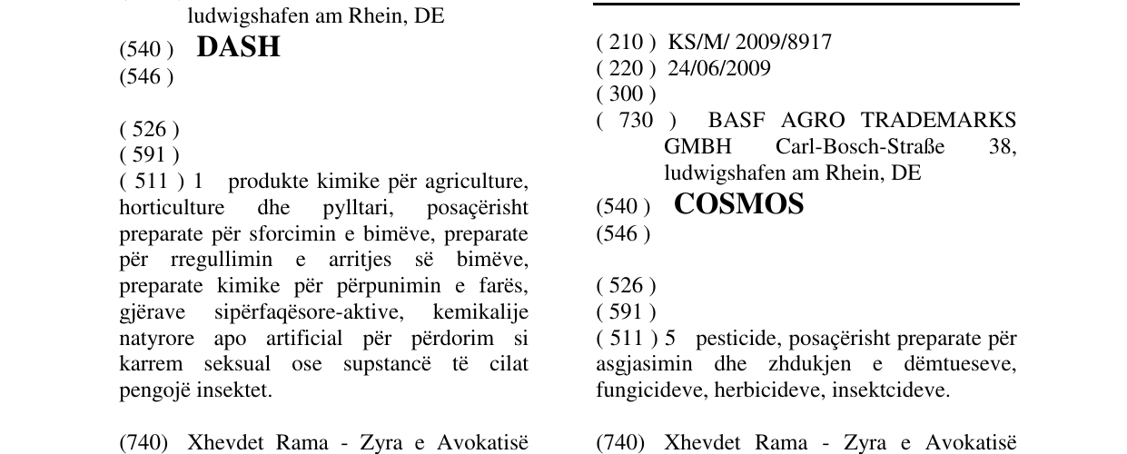 Zëri i markës COSMOS në buletin