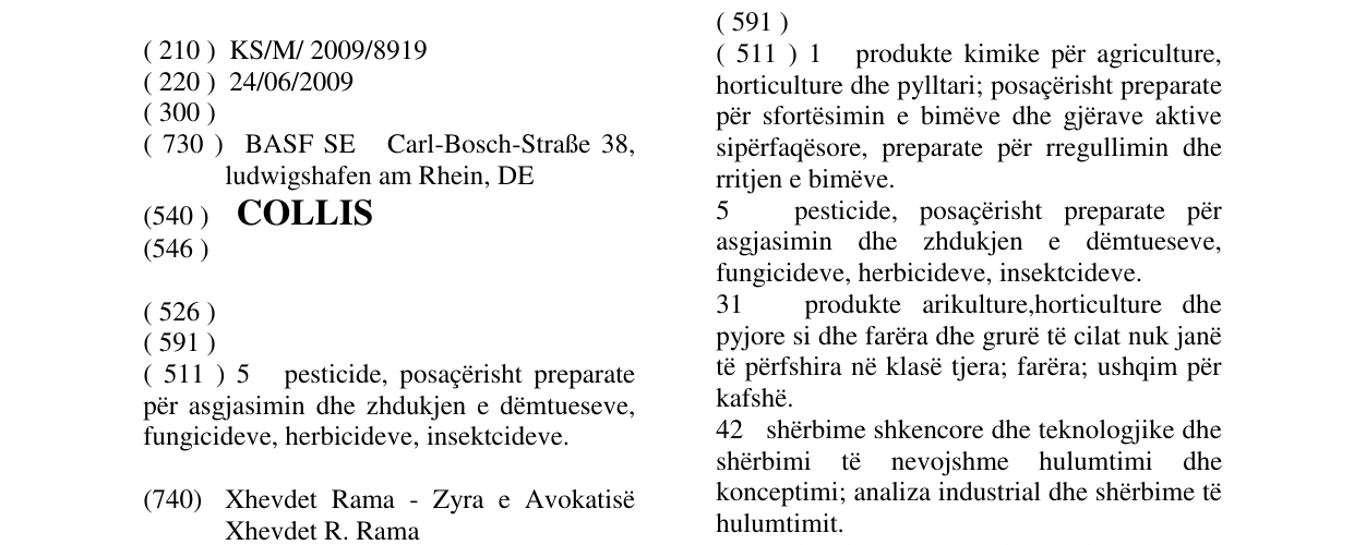 Zëri i markës COLLIS në buletin