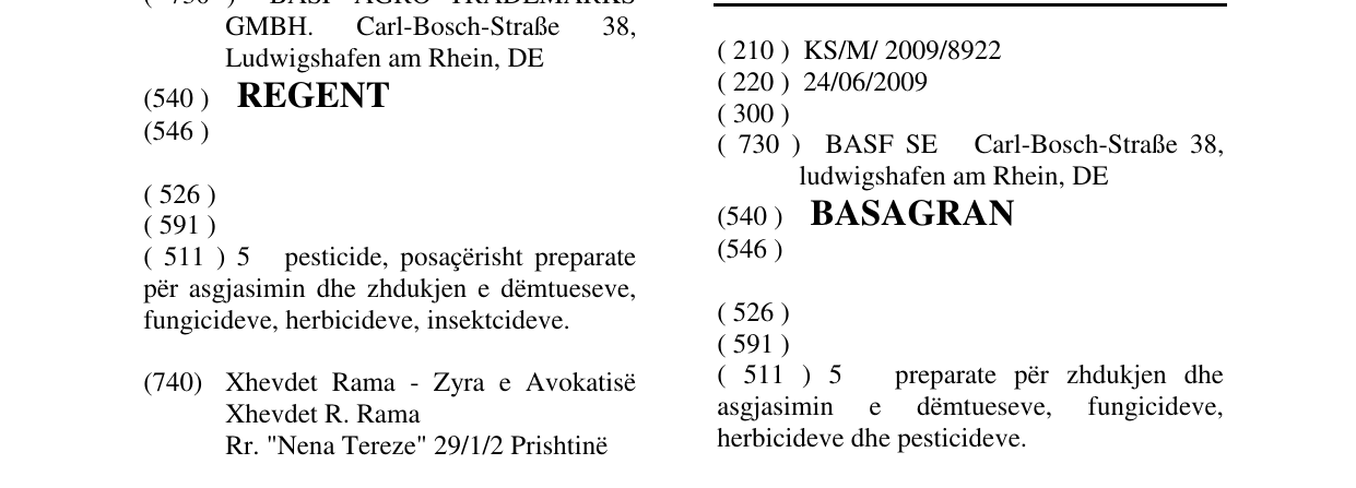 Zëri i markës BASAGRAN në buletin