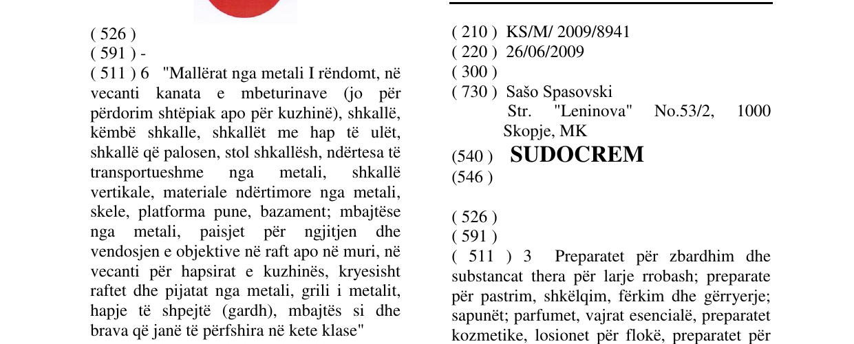 Zëri i markës SUDOCREM në buletin