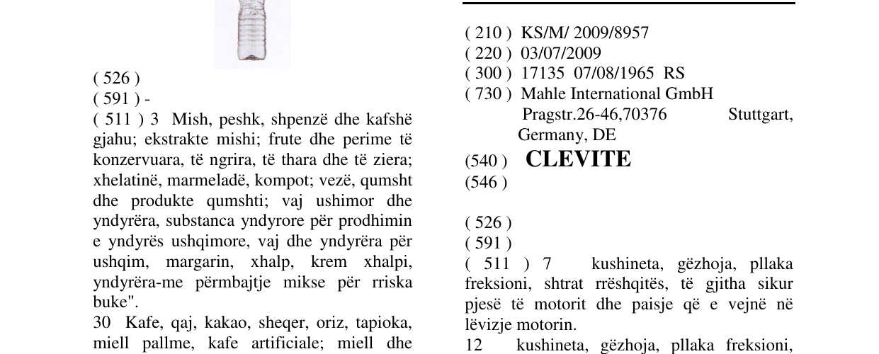 Zëri i markës CLEVITE në buletin