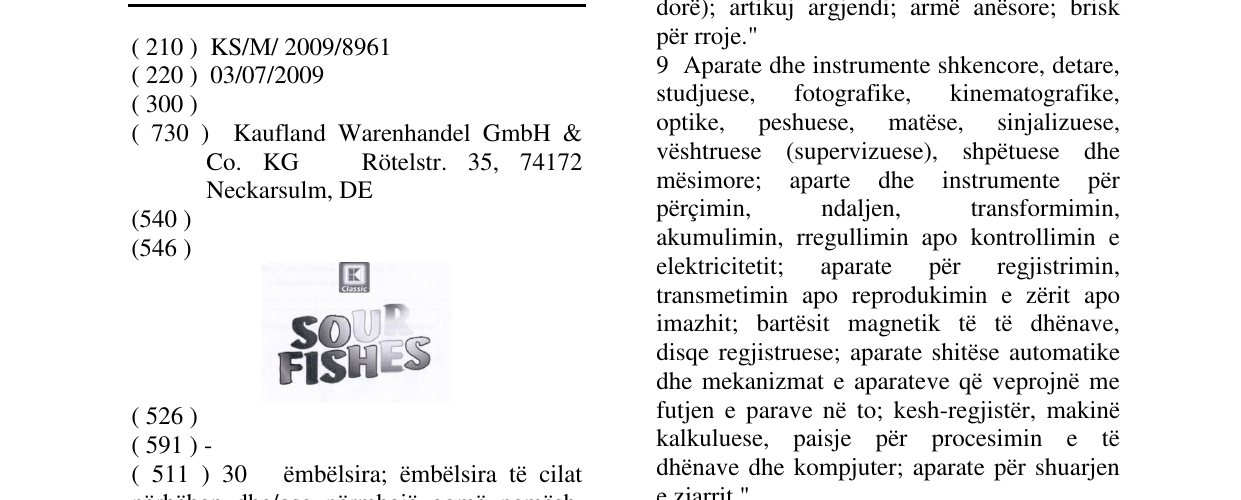 Zëri i markës SOUR FISHES në buletin