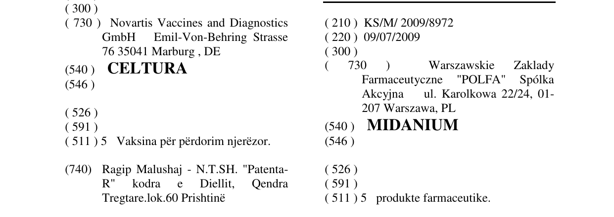 Zëri i markës MIDANIUM në buletin