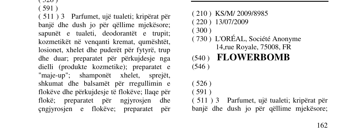 Zëri i markës FLOWERBOMB në buletin