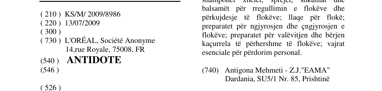 Zëri i markës ANTIDOTE në buletin