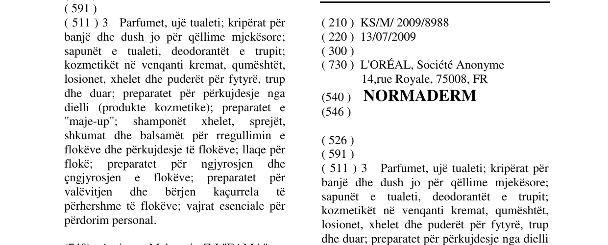 Zëri i markës NORMADERM në buletin