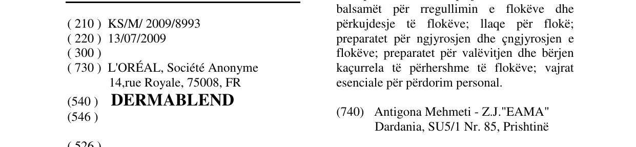 Zëri i markës DERMABLEND në buletin