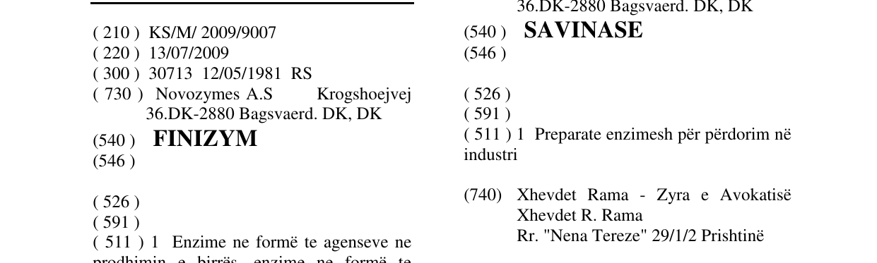 Zëri i markës FINIZYM në buletin