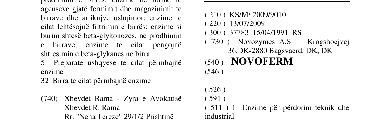 Zëri i markës NOVOFERM në buletin