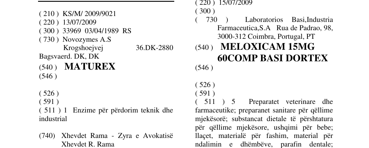 Zëri i markës MATUREX në buletin