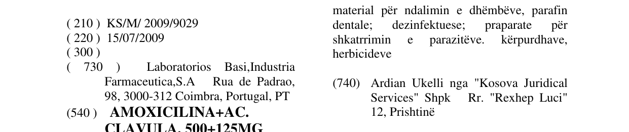 Zëri i markës AMOXICILINA+AC. CLAVULA. 500+125MG 16COMP BASI DILANCLAN në buletin