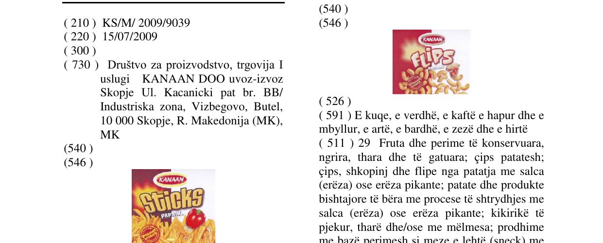 Zëri i markës Sticks PAPRIKA në buletin