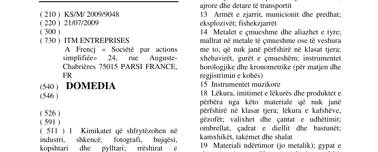 Zëri i markës DOMEDIA në buletin