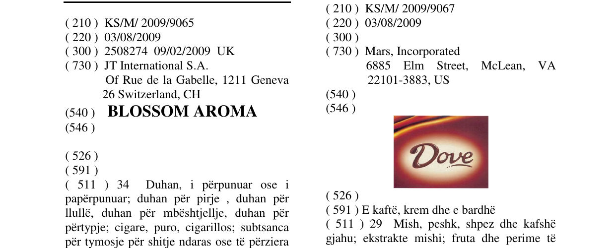 Zëri i markës BLOSSOM AROMA në buletin