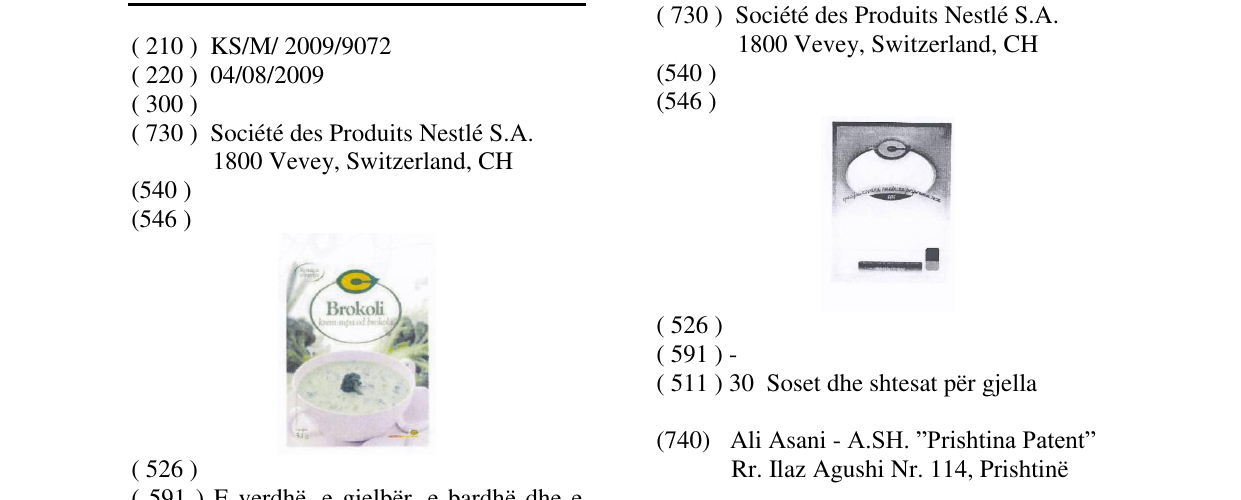 Zëri i markës Brokoli në buletin