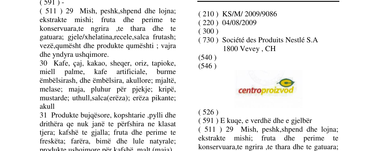 Zëri i markës centroproizvod në buletin