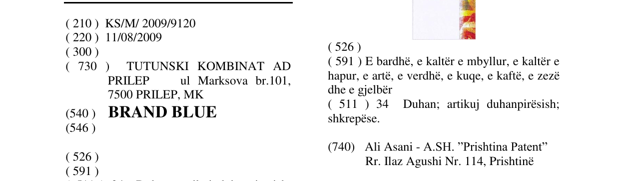 Zëri i markës BRAND BLUE në buletin
