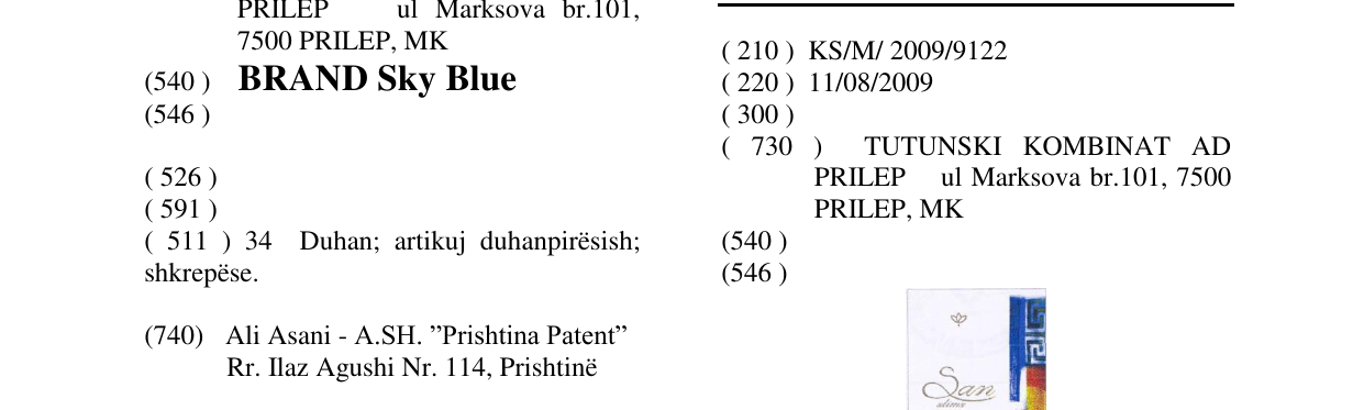 Zëri i markës San Slims në buletin
