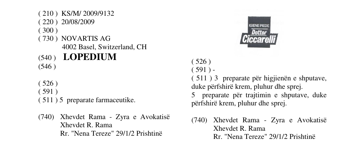 Zëri i markës LOPEDIUM në buletin