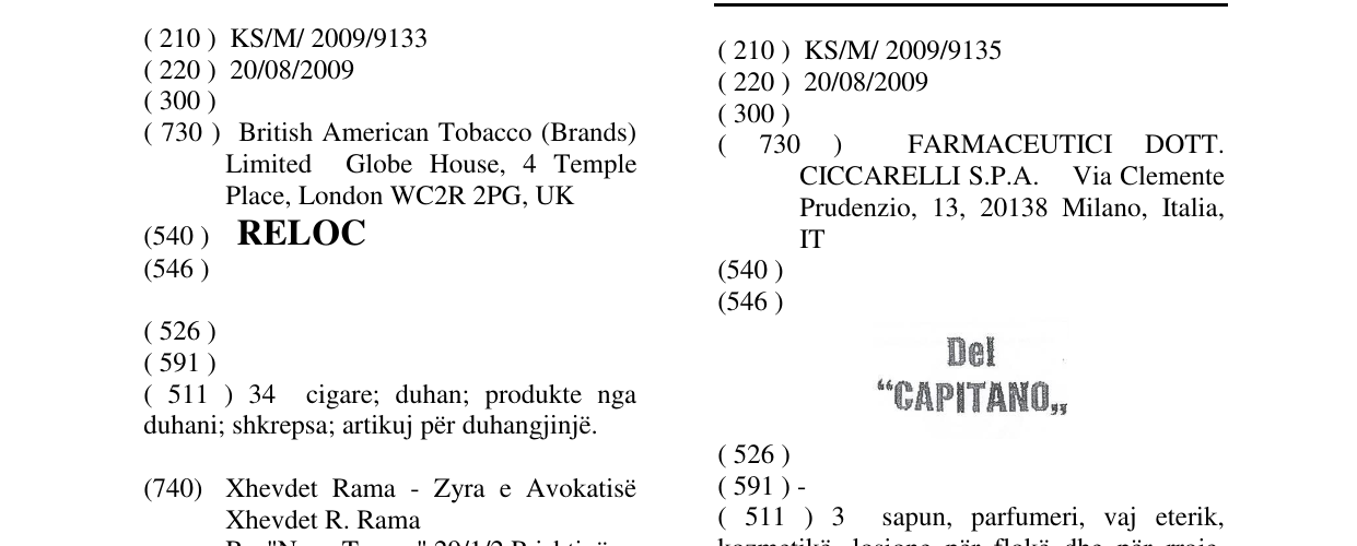 Zëri i markës Del "CAPITANO në buletin