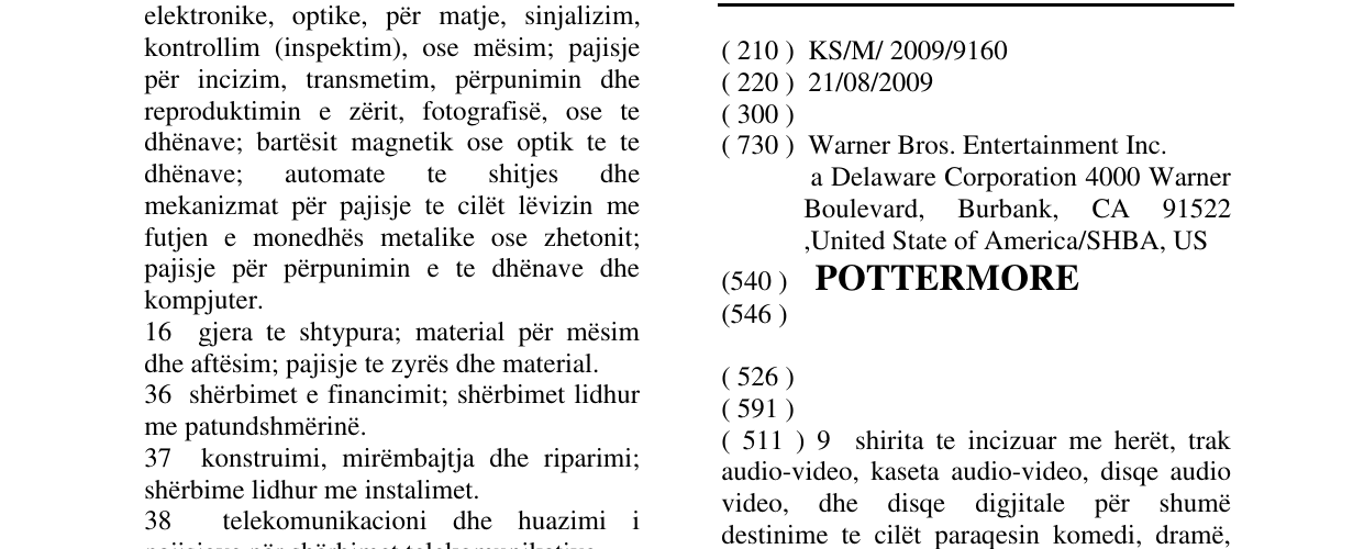 Zëri i markës POTTERMORE në buletin