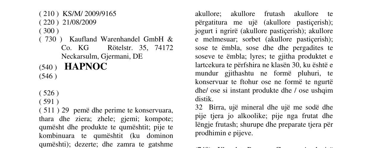Zëri i markës HAPNOC në buletin