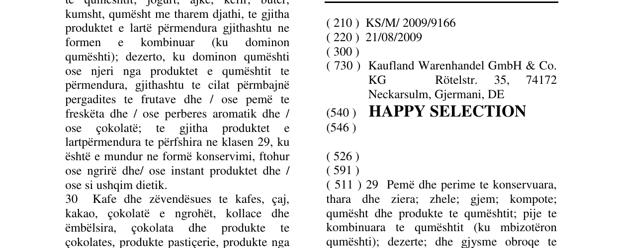 Zëri i markës HAPPY SELECTION në buletin