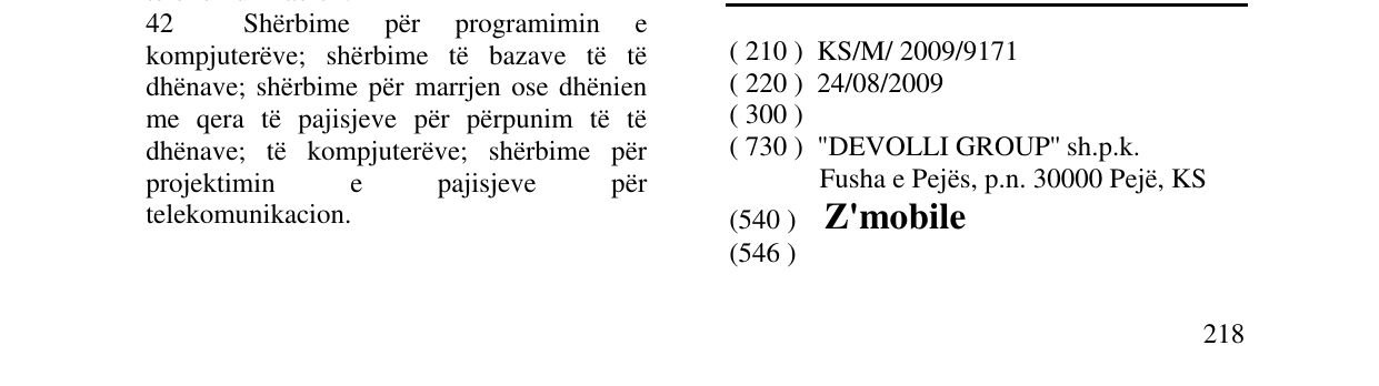 Zëri i markës Z'mobile në buletin
