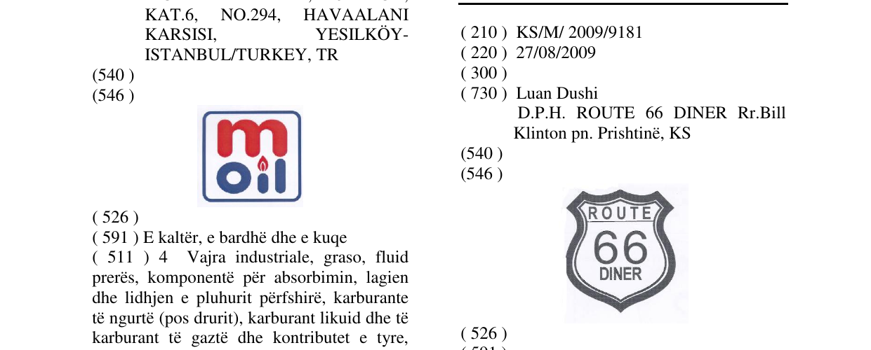 Zëri i markës ROUTE 66 DINER në buletin