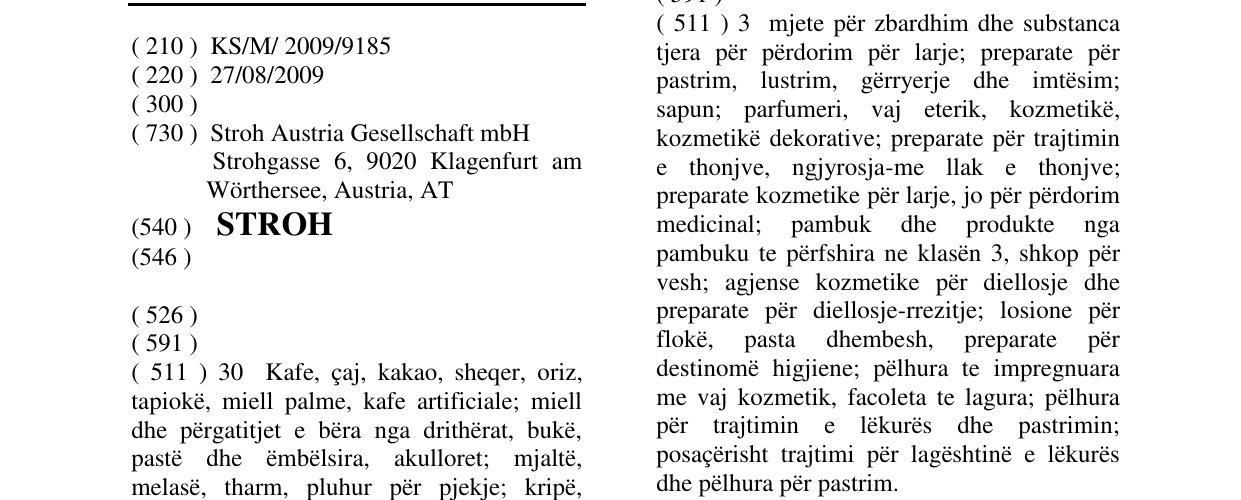 Zëri i markës STROH në buletin