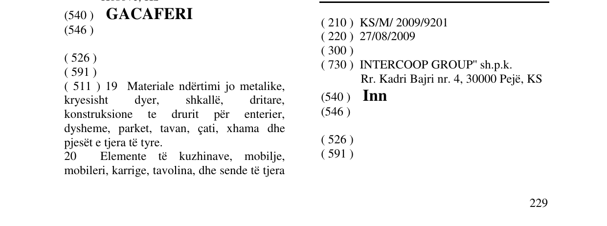 Zëri i markës Inn në buletin