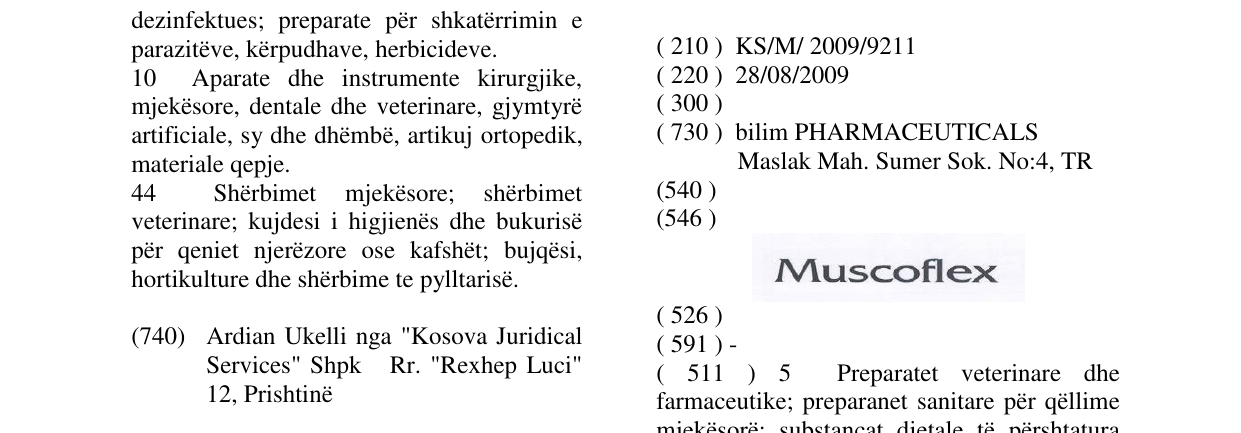 Zëri i markës Muscoflex në buletin