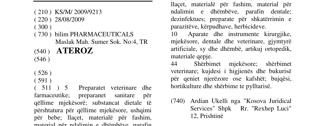Zëri i markës ATEROZ në buletin