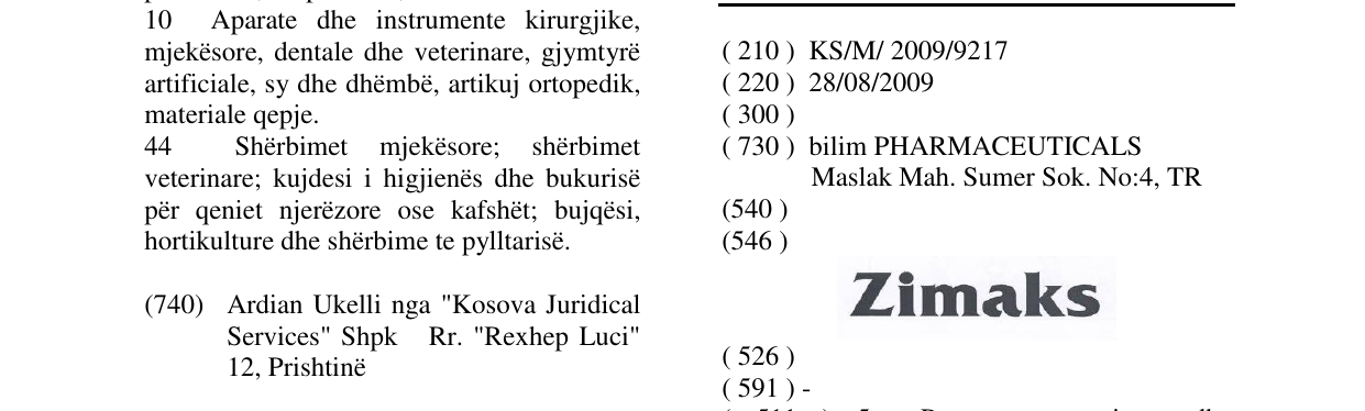 Zëri i markës Zimaks në buletin