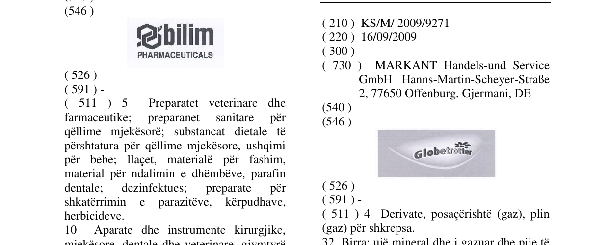 Zëri i markës Globetrotter në buletin