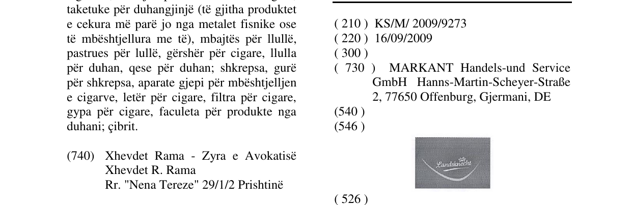Zëri i markës Landsknecht në buletin