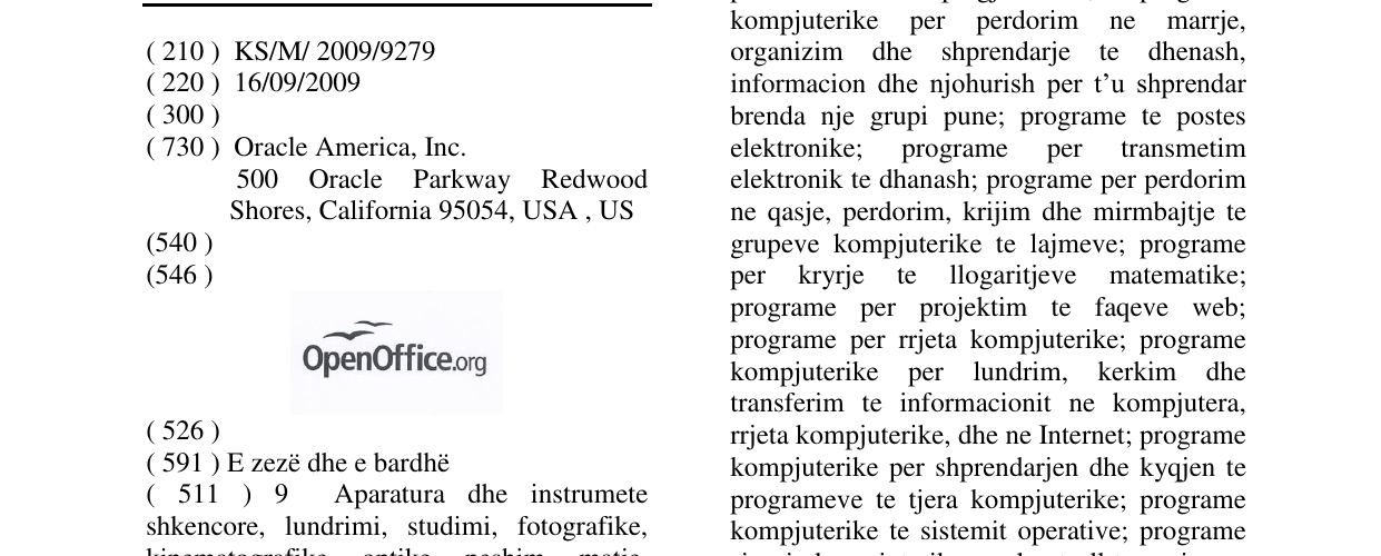 Zëri i markës OpenOffice.org në buletin