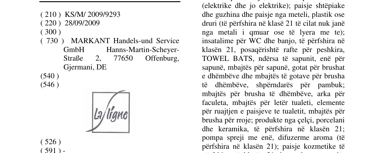 Zëri i markës La ligne në buletin