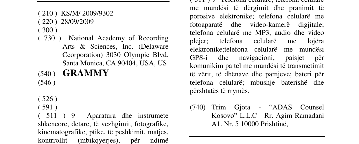 Zëri i markës GRAMMY në buletin
