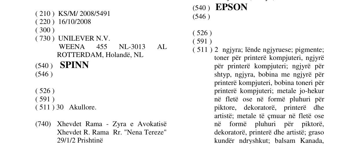 Zëri i markës SPINN në buletin
