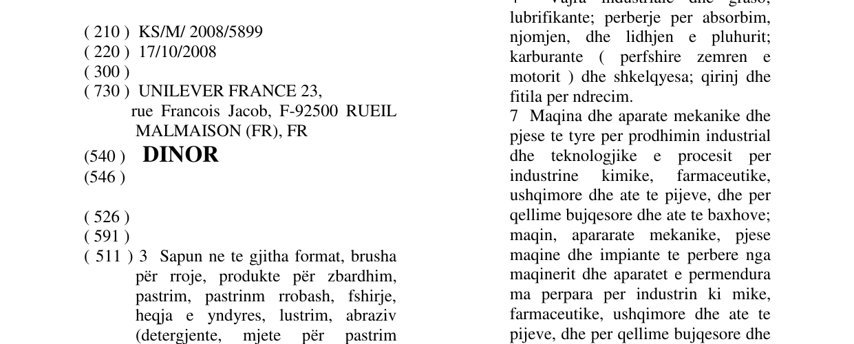 Zëri i markës DINOR në buletin
