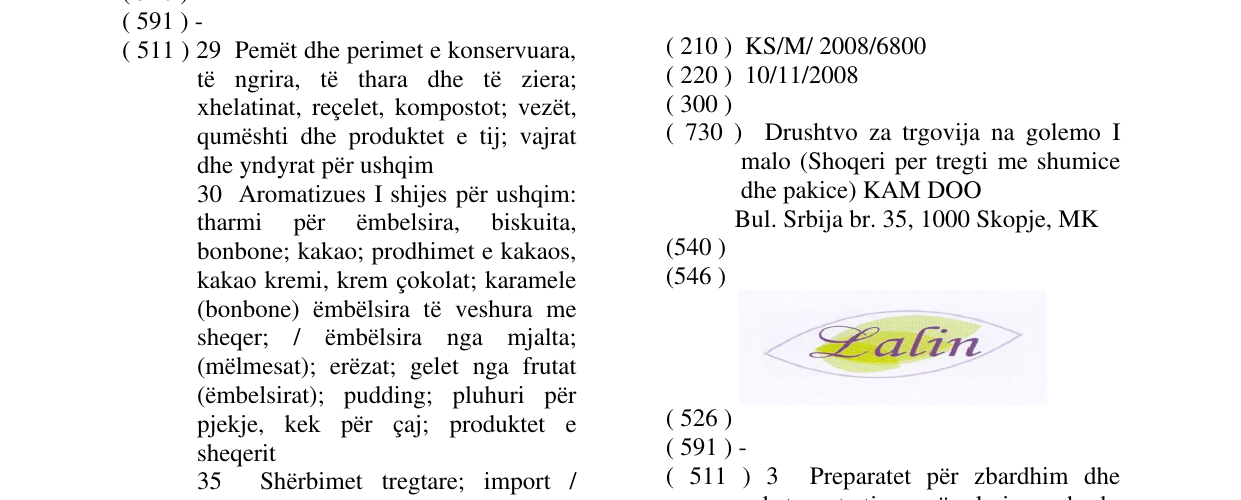 Zëri i markës Lalin në buletin