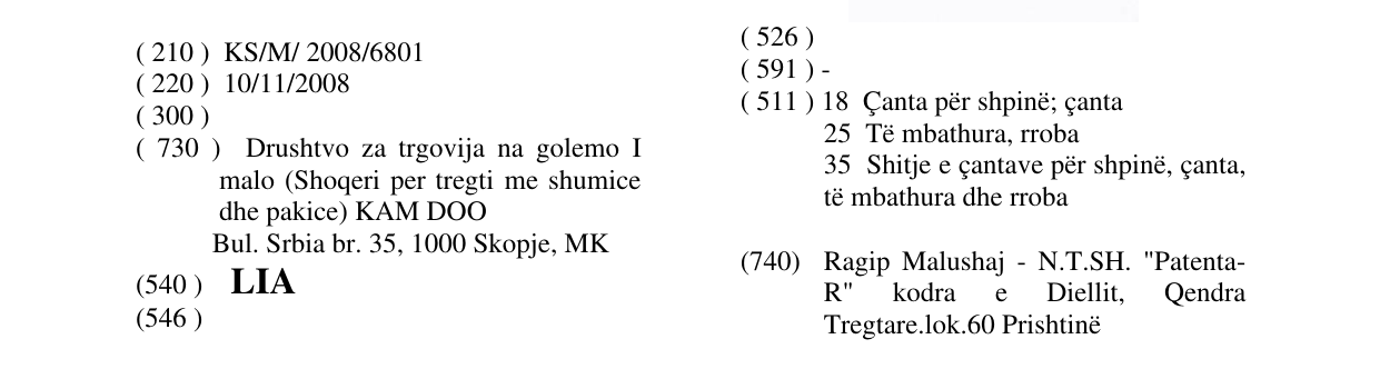 Zëri i markës LIA në buletin
