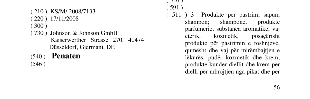 Zëri i markës Penaten në buletin